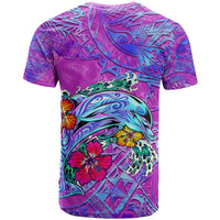 Dolphin Polynesia T Shirt Hibiscus Tropical Wave - Purple Vibes DT02 - Polynesian Pride