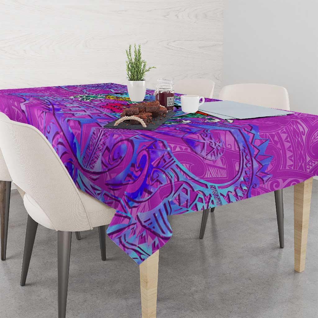 Dolphin Polynesia Tablecloth Hibiscus Tropical Wave - Purple Vibes DT02 - Polynesian Pride