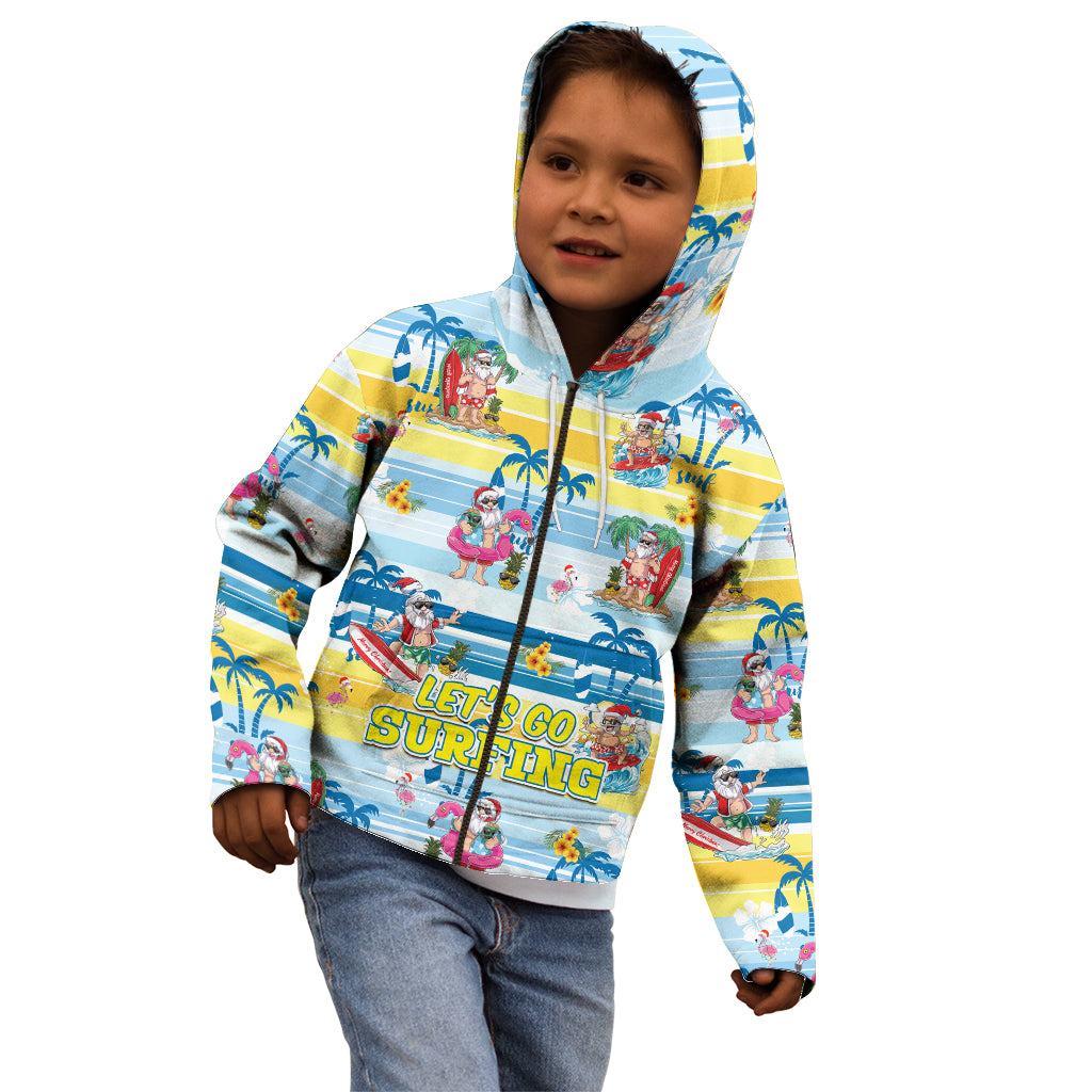 Surfing Christmas Kid Hoodie Tropical Santa Let's Go Surfing DT02 - Polynesian Pride