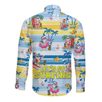 Surfing Christmas Long Sleeve Button Shirt Tropical Santa Let's Go Surfing DT02 - Polynesian Pride
