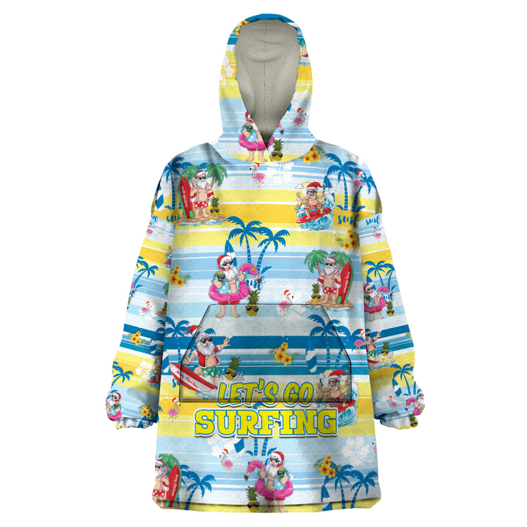 Surfing Christmas Wearable Blanket Hoodie Tropical Santa Let's Go Surfing DT02 One Size Art - Polynesian Pride