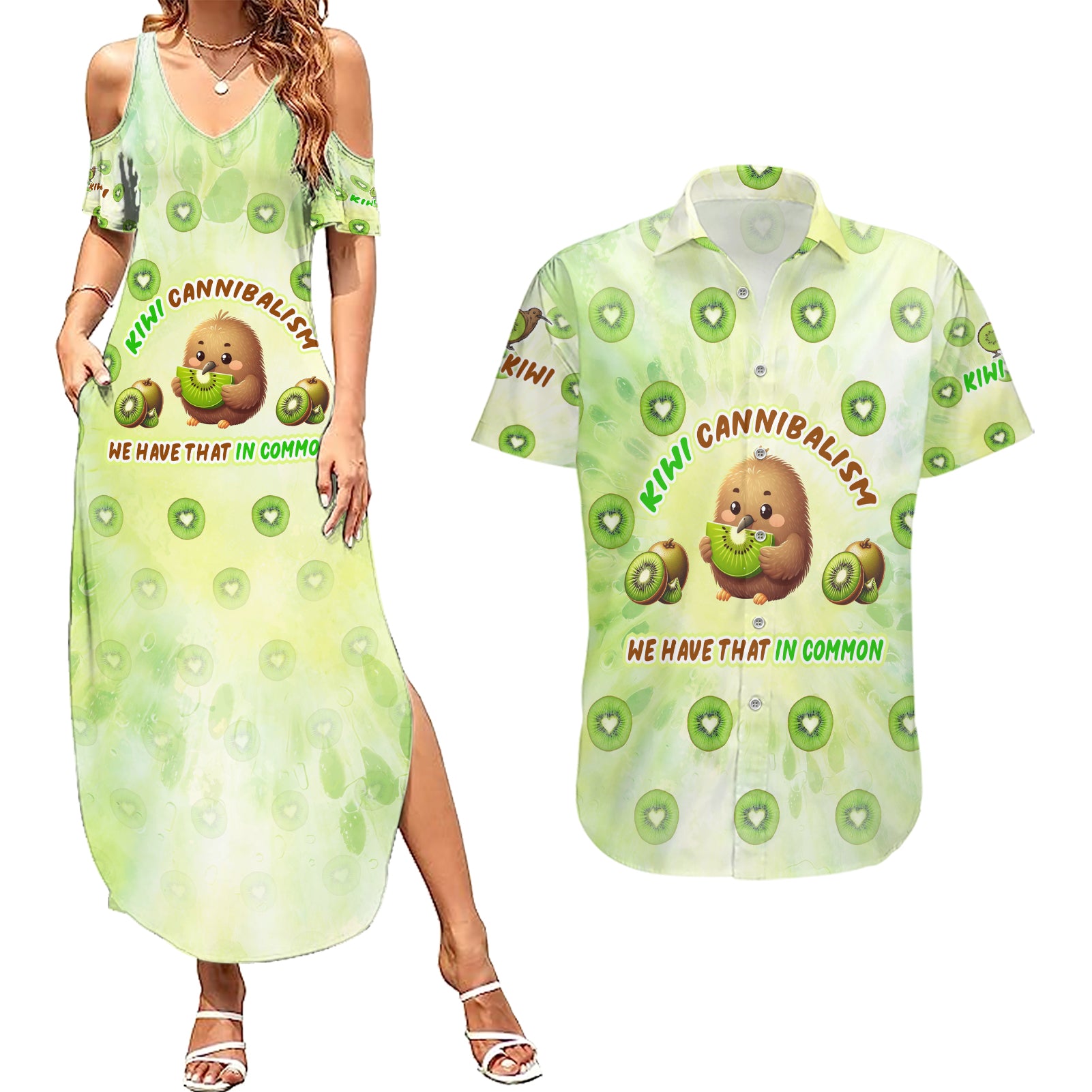 Kiwi Cannibalism Couples Matching Summer Maxi Dress and Hawaiian Shirt New Zealand Kiwi Cute Bird Funny