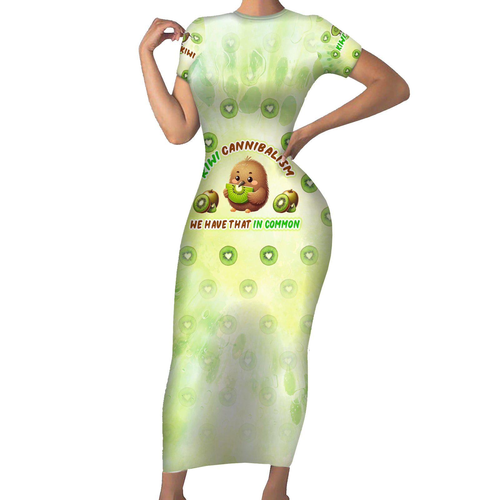 Kiwi Cannibalism Short Sleeve Bodycon Dress New Zealand Kiwi Cute Bird Funny