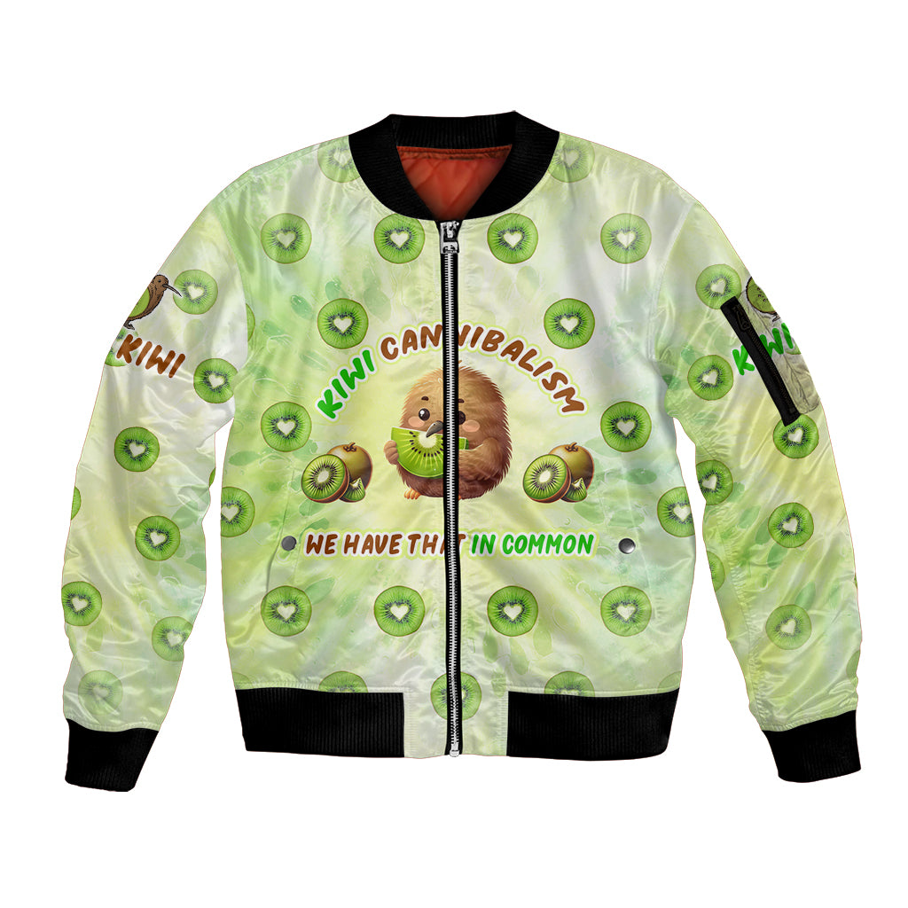 Kiwi Cannibalism Sleeve Zip Bomber Jacket New Zealand Kiwi Cute Bird Funny