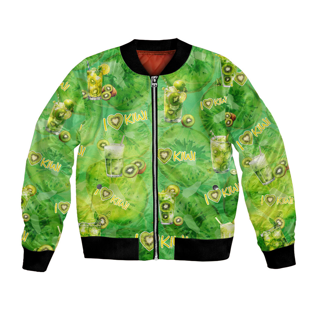 I Love Kiwi Bomber Jacket New Zealand Kiwi Fruit Summer Cocktail DT02 Unisex Green - Polynesian Pride