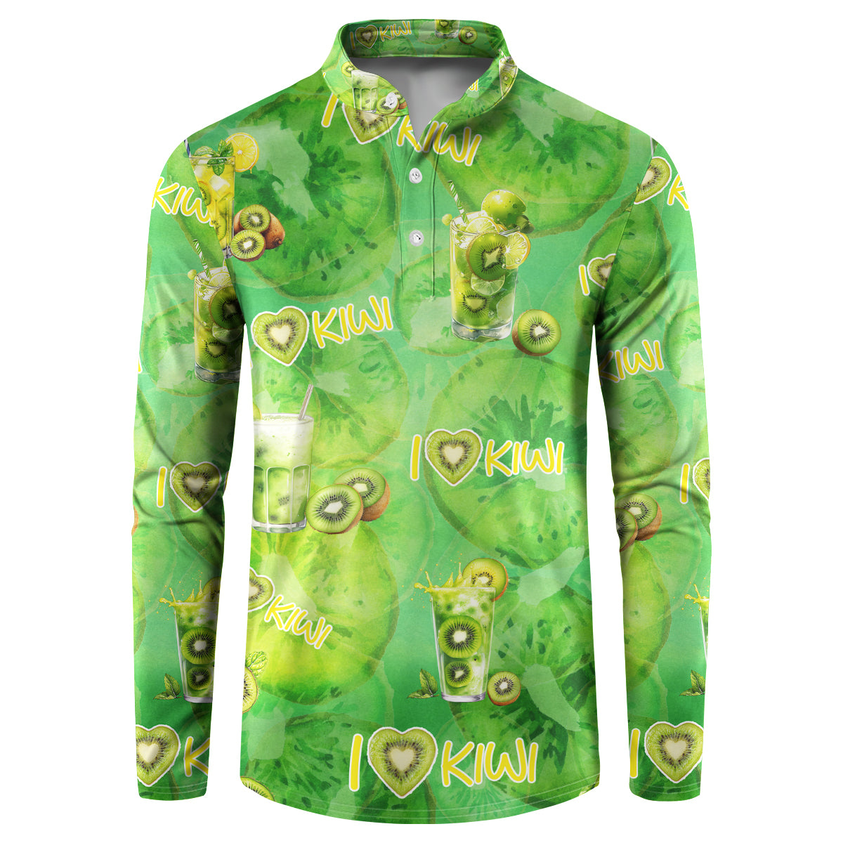 I Love Kiwi Button Sweatshirt New Zealand Kiwi Fruit Summer Cocktail DT02 Green - Polynesian Pride