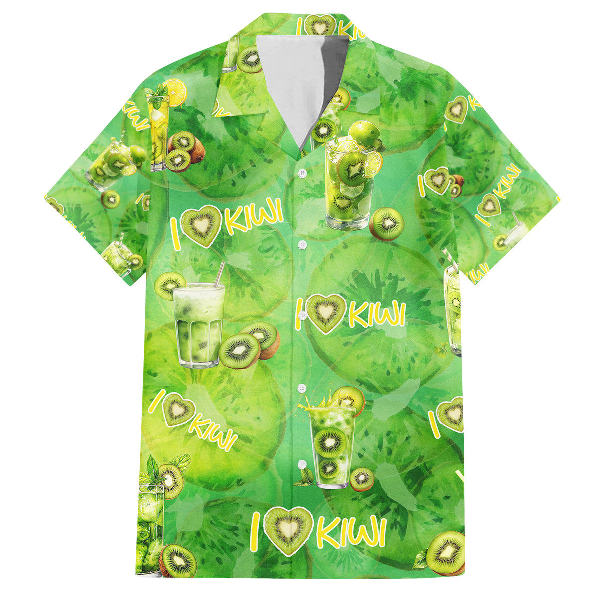 I Love Kiwi Family Matching Long Sleeve Bodycon Dress and Hawaiian Shirt New Zealand Kiwi Fruit Summer Cocktail