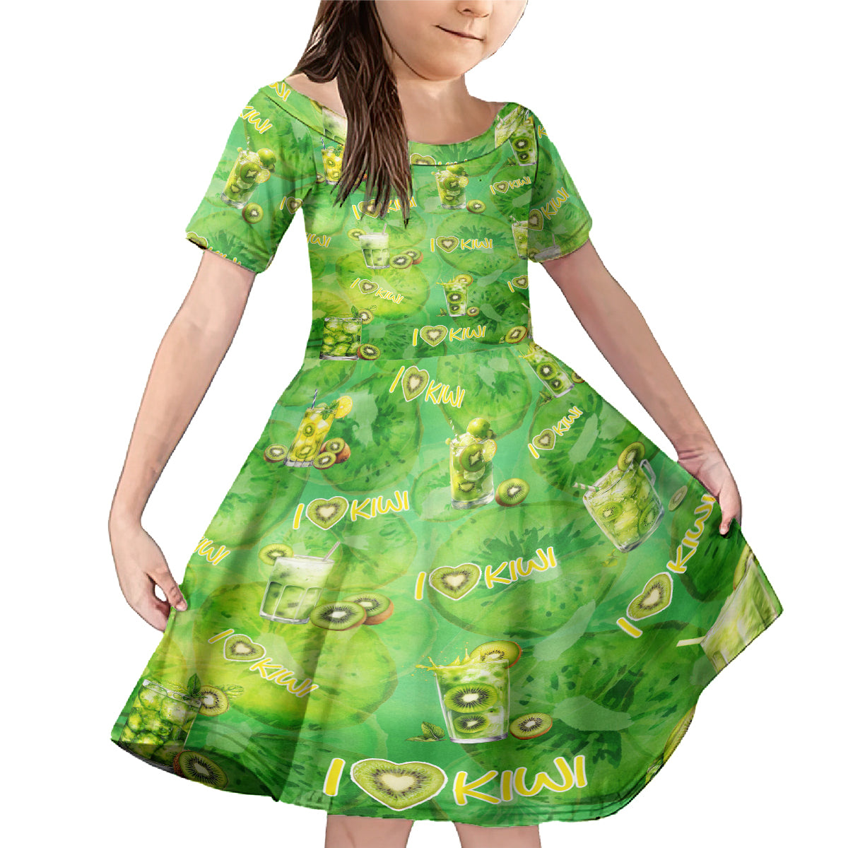 I Love Kiwi Family Matching Mermaid Dress and Hawaiian Shirt New Zealand Kiwi Fruit Summer Cocktail