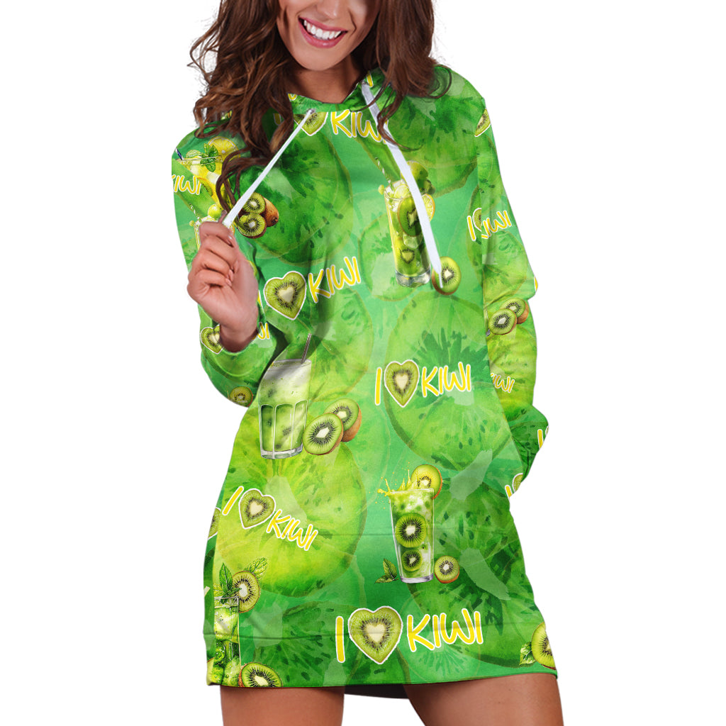 I Love Kiwi Hoodie Dress New Zealand Kiwi Fruit Summer Cocktail