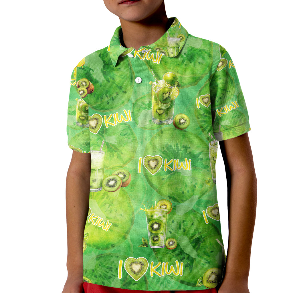 I Love Kiwi Kid Polo Shirt New Zealand Kiwi Fruit Summer Cocktail