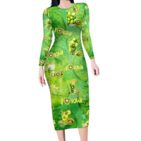 I Love Kiwi Long Sleeve Bodycon Dress New Zealand Kiwi Fruit Summer Cocktail