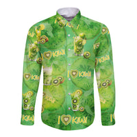 I Love Kiwi Long Sleeve Button Shirt New Zealand Kiwi Fruit Summer Cocktail
