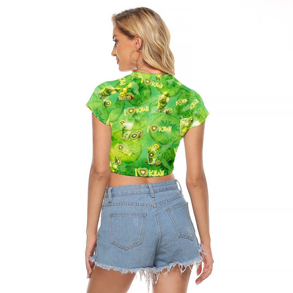 I Love Kiwi Raglan Cropped T Shirt New Zealand Kiwi Fruit Summer Cocktail