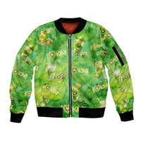 I Love Kiwi Sleeve Zip Bomber Jacket New Zealand Kiwi Fruit Summer Cocktail DT02 Unisex Green - Polynesian Pride