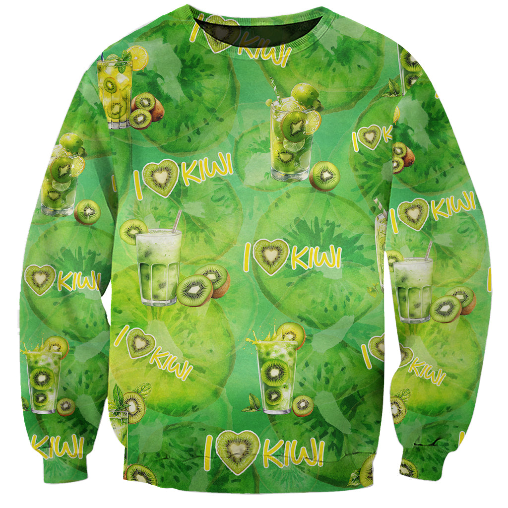 I Love Kiwi Sweatshirt New Zealand Kiwi Fruit Summer Cocktail DT02 Unisex Green - Polynesian Pride