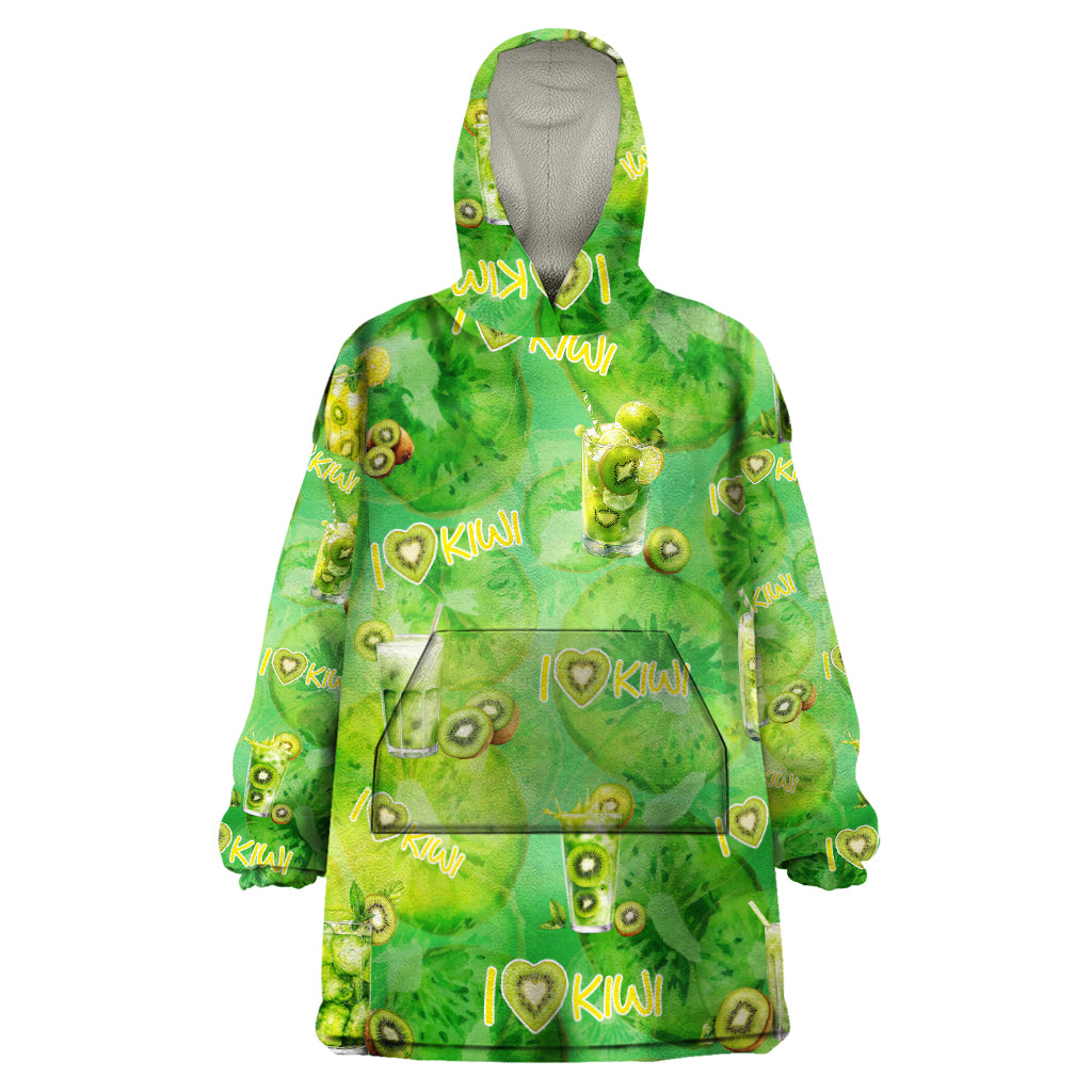 I Love Kiwi Wearable Blanket Hoodie New Zealand Kiwi Fruit Summer Cocktail