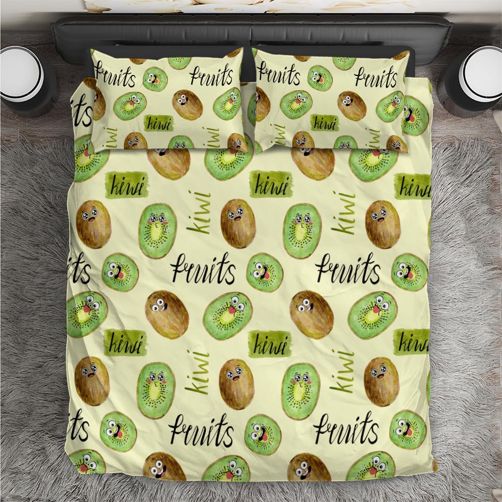 Kiwi Cute Humorous Bedding Set New Zealand Fruit DT02 Yellow - Polynesian Pride