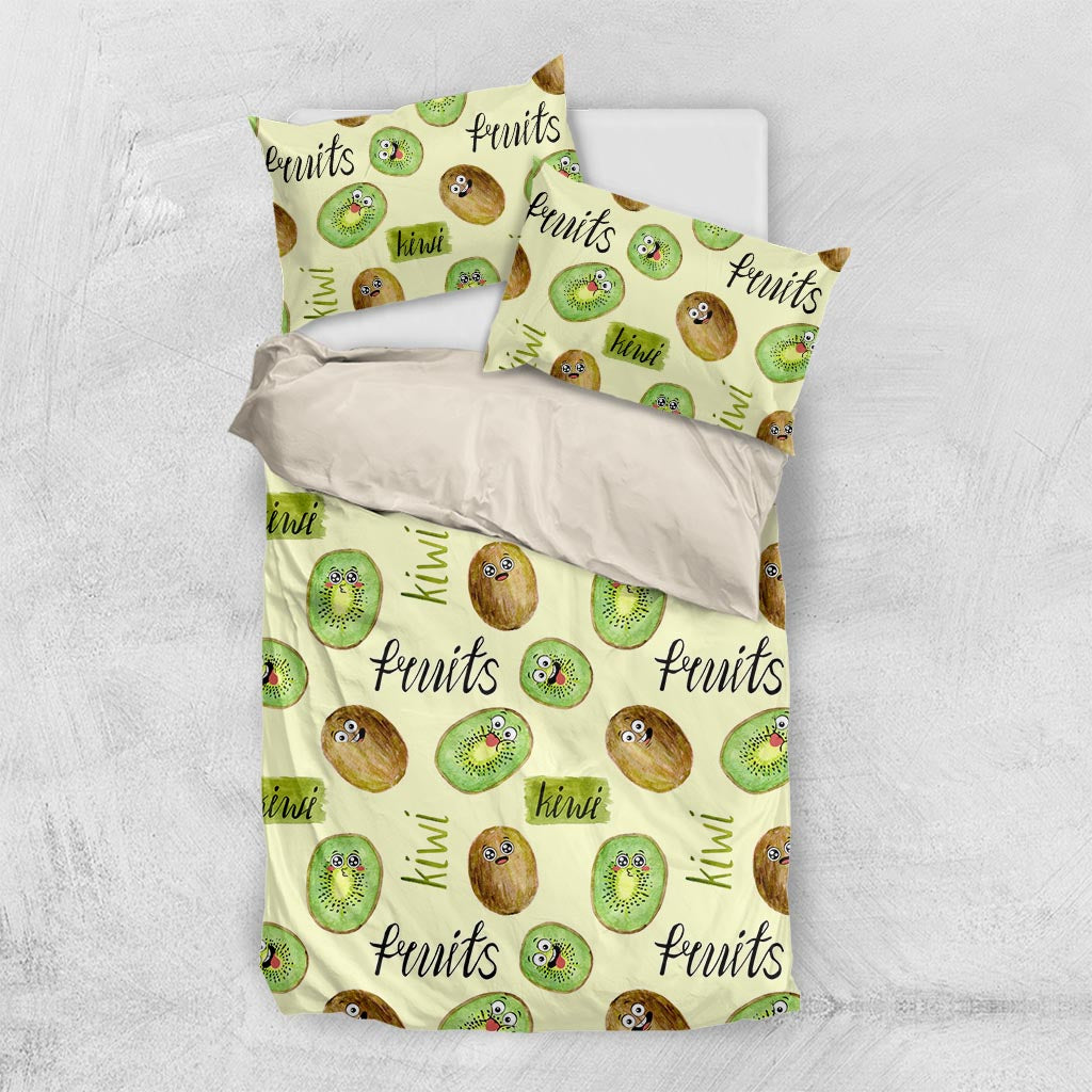 Kiwi Cute Humorous Bedding Set New Zealand Fruit DT02 US Twin 172cm x 218cm Yellow - Polynesian Pride