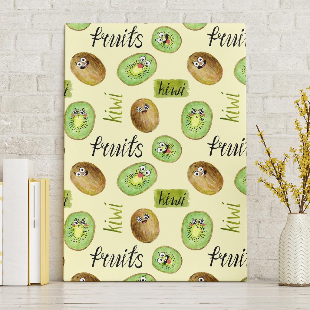 Kiwi Cute Humorous Canvas Wall Art New Zealand Fruit DT02 Without Frame Yellow - Polynesian Pride