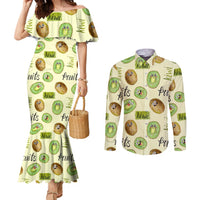 Kiwi Cute Humorous Couples Matching Mermaid Dress and Long Sleeve Button Shirt New Zealand Fruit
