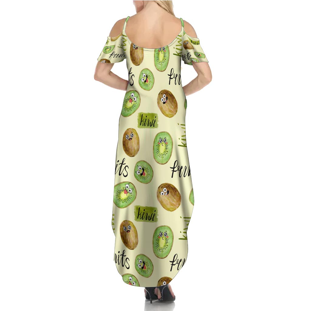 Kiwi Cute Humorous Family Matching Summer Maxi Dress and Hawaiian Shirt New Zealand Fruit