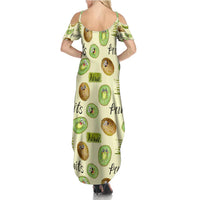 Kiwi Cute Humorous Family Matching Summer Maxi Dress and Hawaiian Shirt New Zealand Fruit