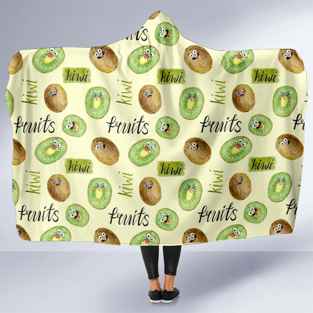 Kiwi Cute Humorous Hooded Blanket New Zealand Fruit