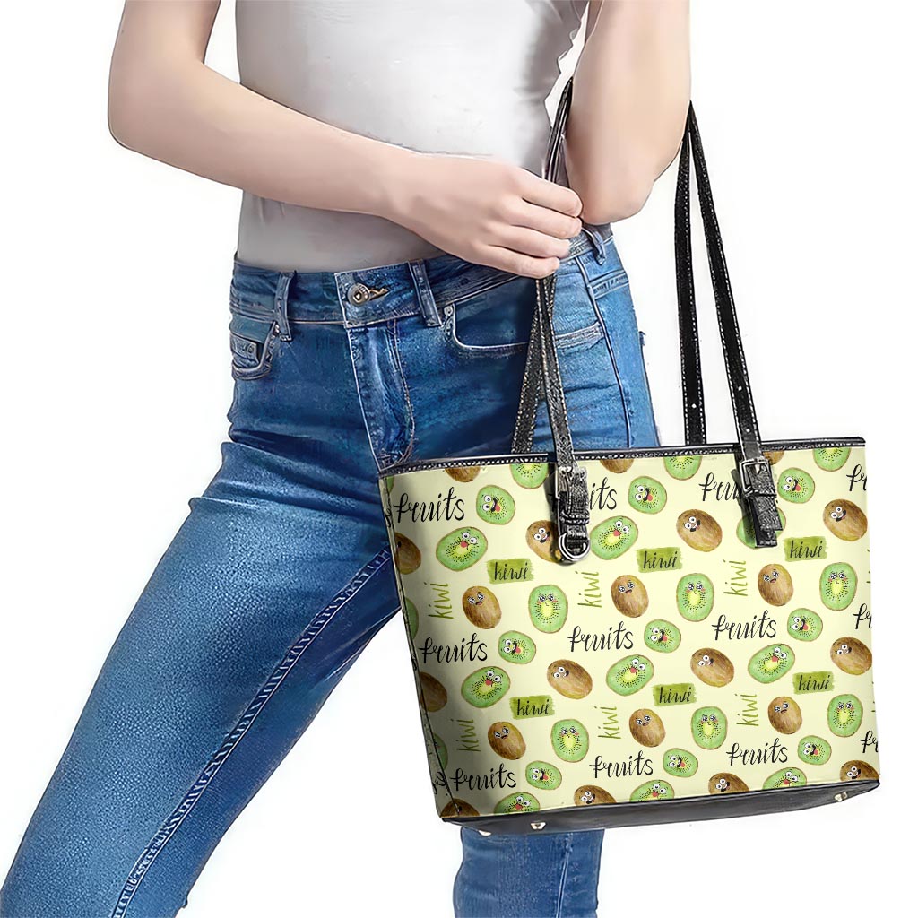 Kiwi Cute Humorous Leather Tote Bag New Zealand Fruit DT02 - Polynesian Pride