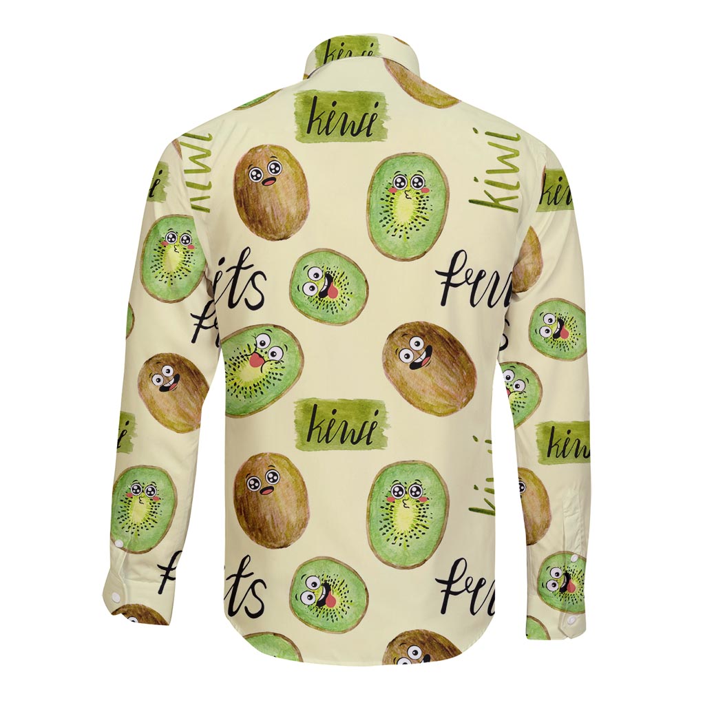 Kiwi Cute Humorous Long Sleeve Button Shirt New Zealand Fruit
