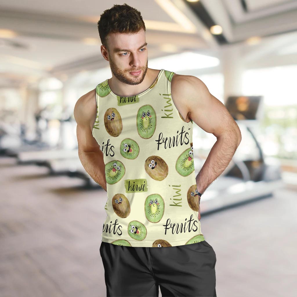 Kiwi Cute Humorous Men Tank Top New Zealand Fruit DT02 Yellow - Polynesian Pride