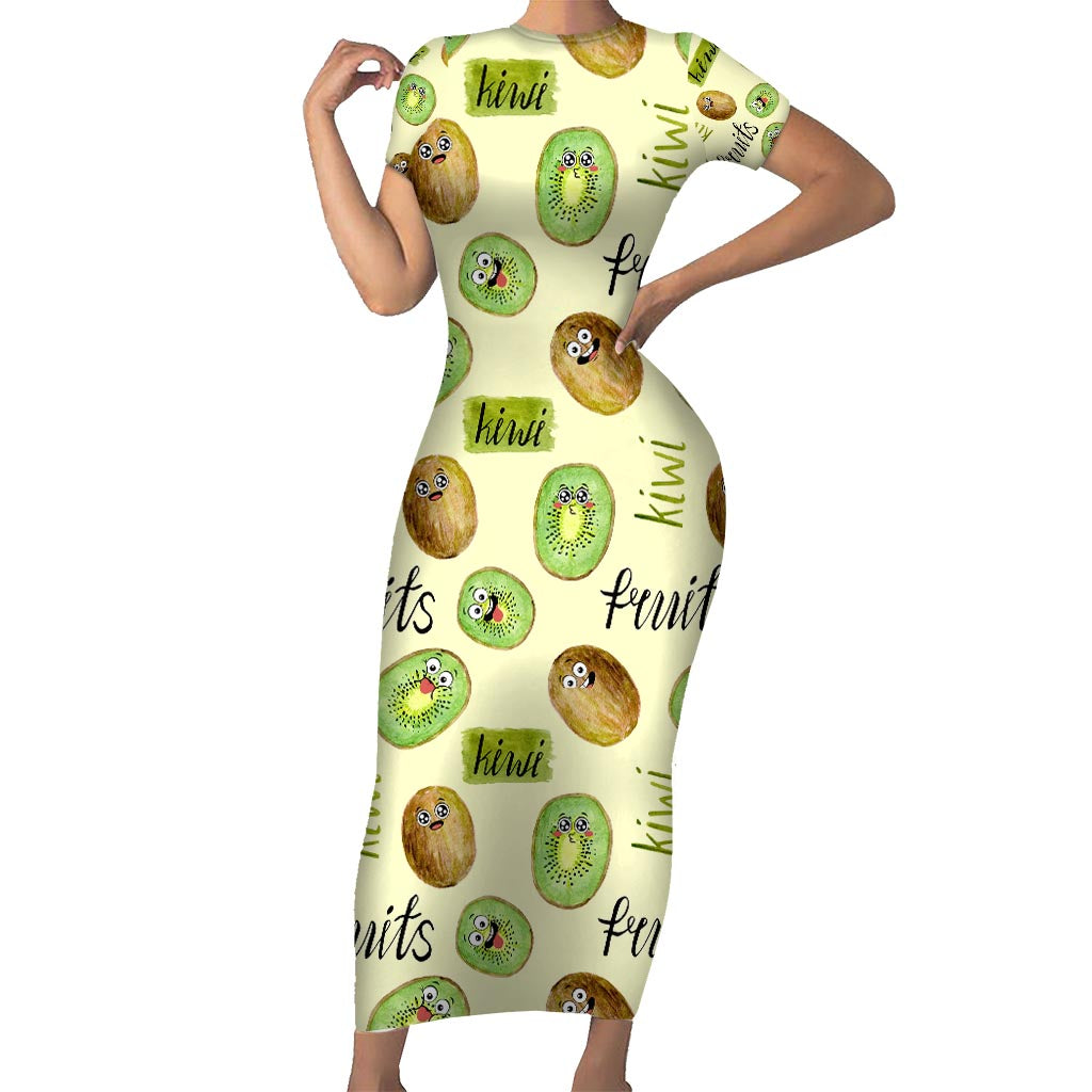 Kiwi Cute Humorous Short Sleeve Bodycon Dress New Zealand Fruit