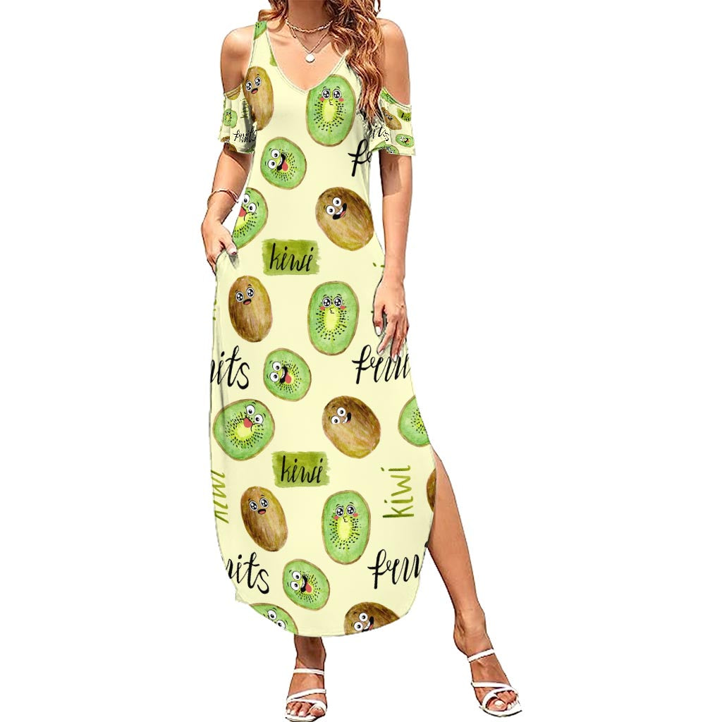 Kiwi Cute Humorous Summer Maxi Dress New Zealand Fruit