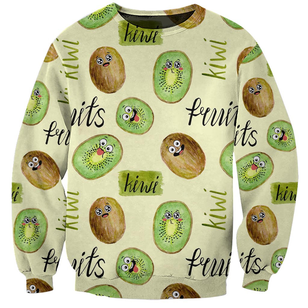 Kiwi Cute Humorous Sweatshirt New Zealand Fruit DT02 Unisex Yellow - Polynesian Pride