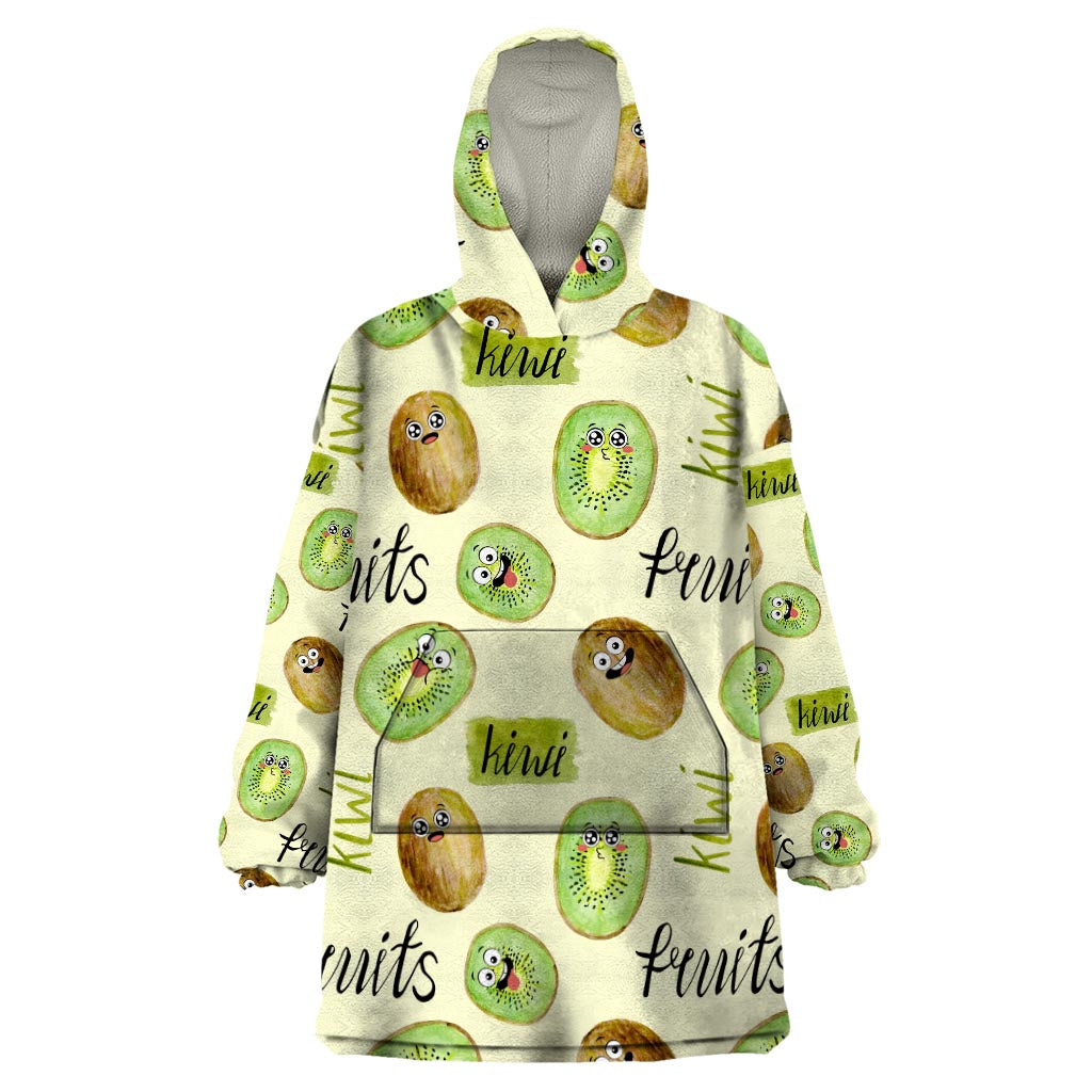 Kiwi Cute Humorous Wearable Blanket Hoodie New Zealand Fruit