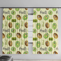 Kiwi Cute Humorous Window Curtain New Zealand Fruit DT02 With Hooks Yellow - Polynesian Pride