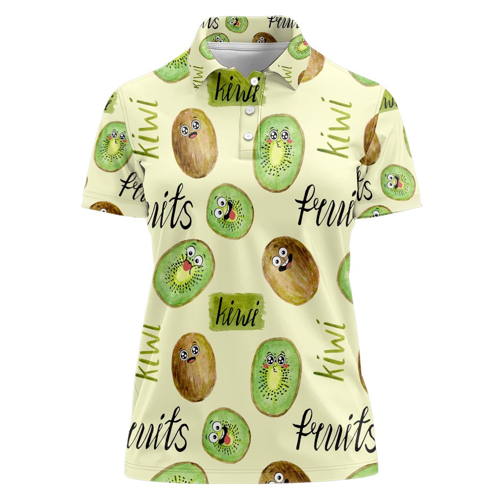 Kiwi Cute Humorous Women Polo Shirt New Zealand Fruit