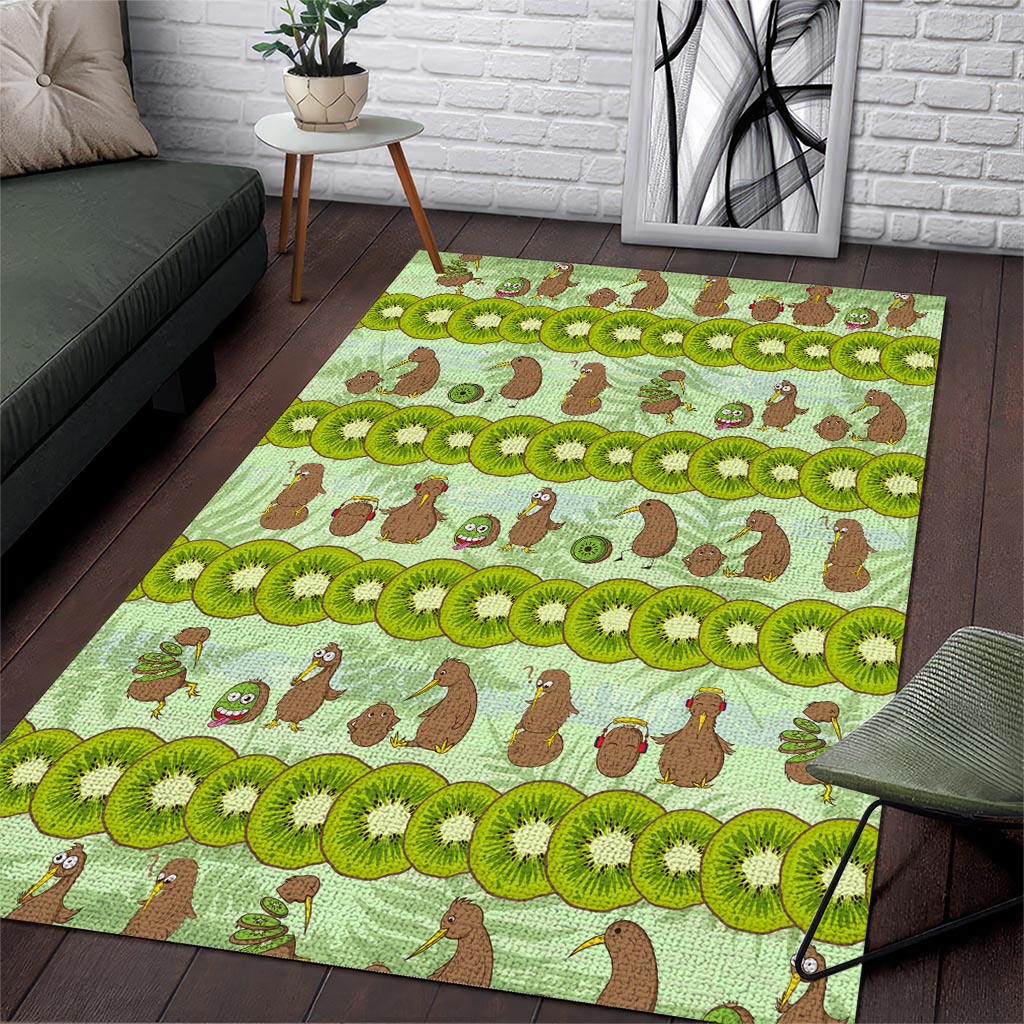 New Zealand Kiwi Fruit Witty Kiwi Bird Area Rug