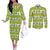 New Zealand Kiwi Fruit Witty Kiwi Bird Couples Matching Off The Shoulder Long Sleeve Dress and Long Sleeve Button Shirt