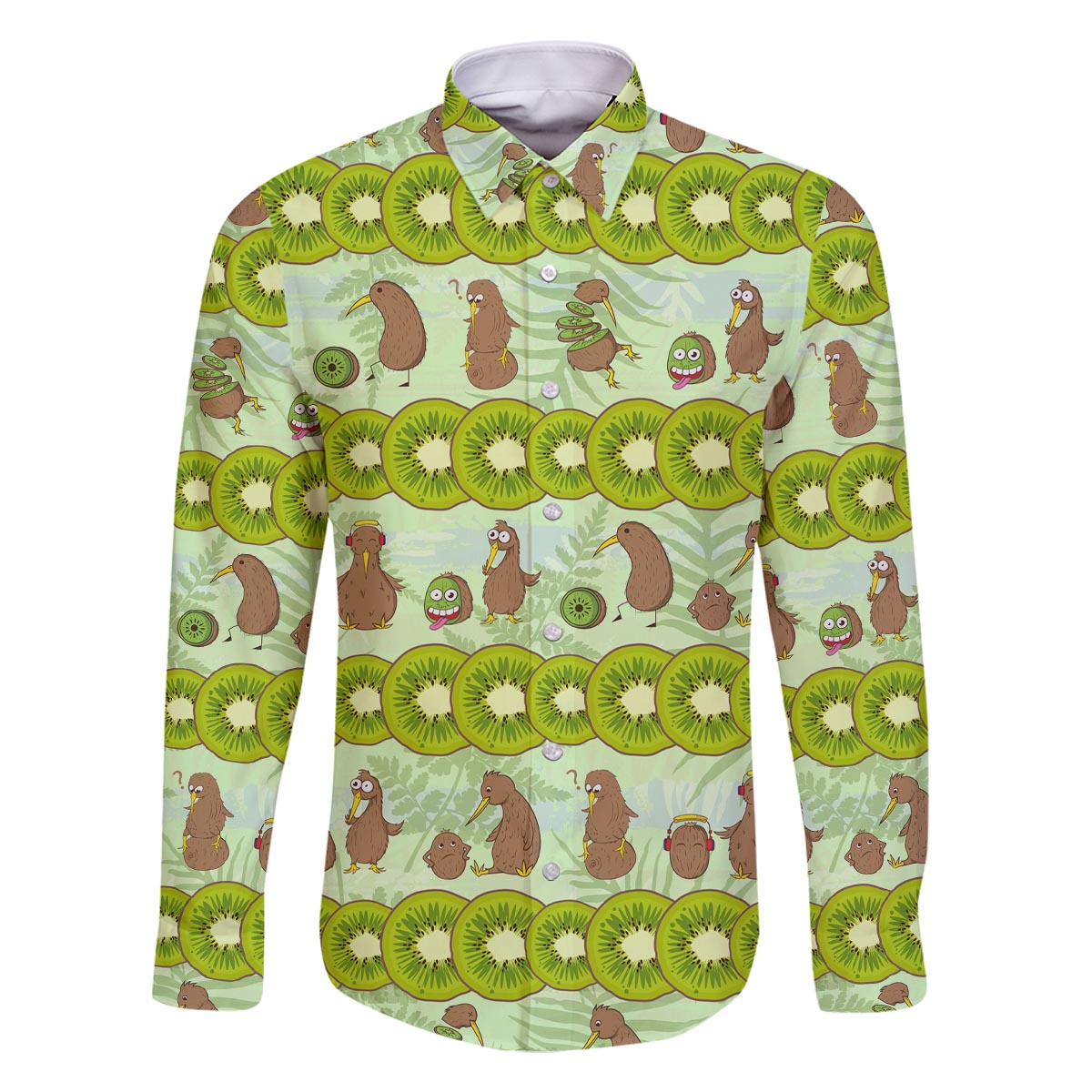 New Zealand Kiwi Fruit Witty Kiwi Bird Family Matching Off The Shoulder Long Sleeve Dress and Hawaiian Shirt