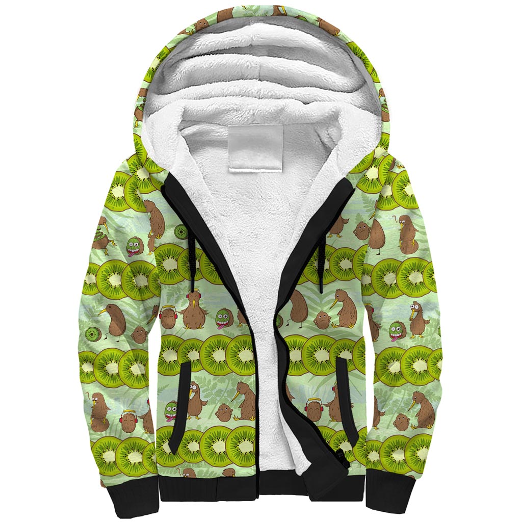 New Zealand Kiwi Fruit Witty Kiwi Bird Sherpa Hoodie