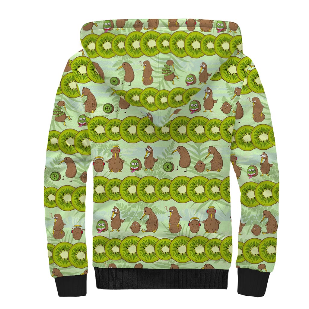 New Zealand Kiwi Fruit Witty Kiwi Bird Sherpa Hoodie