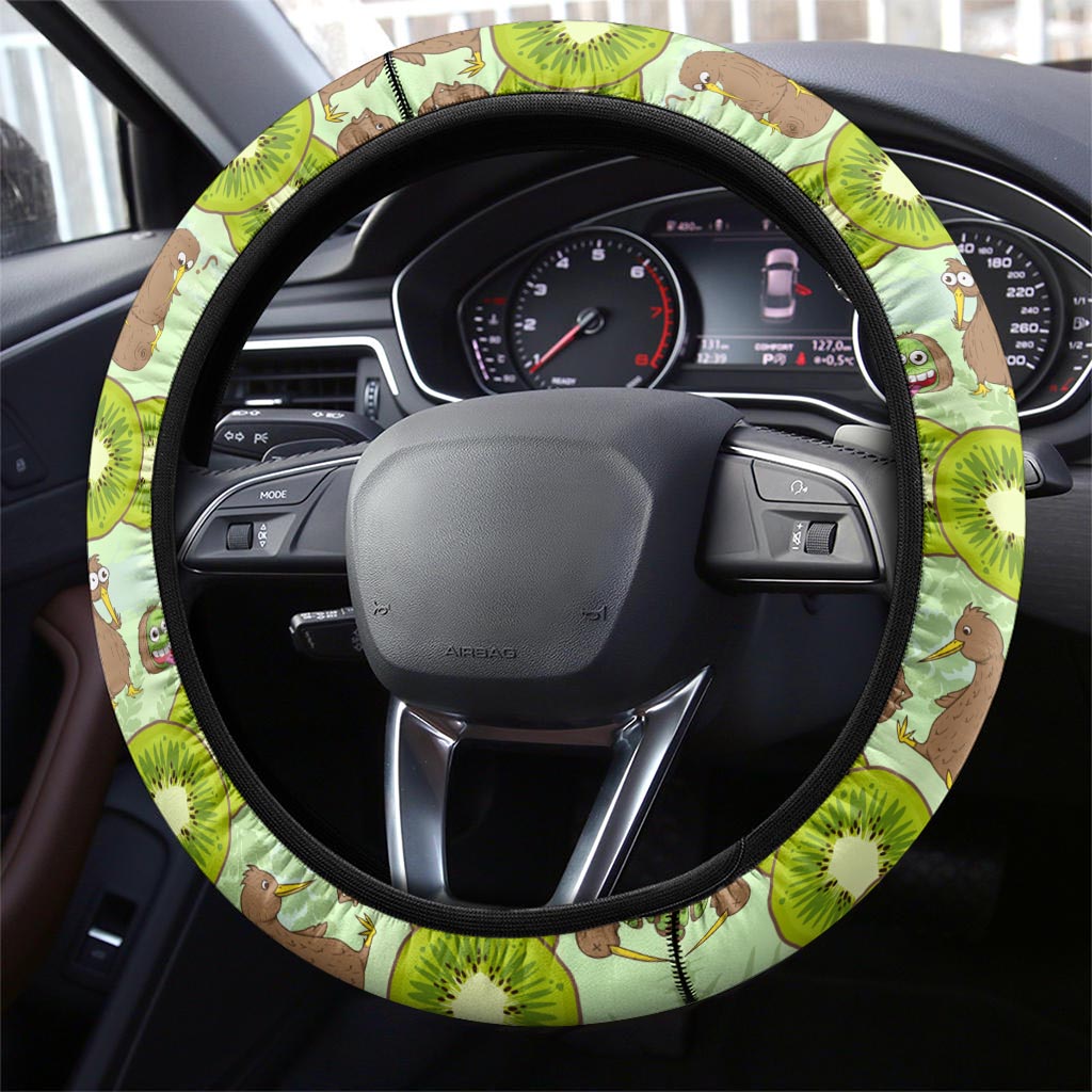 New Zealand Kiwi Fruit Witty Kiwi Bird Steering Wheel Cover