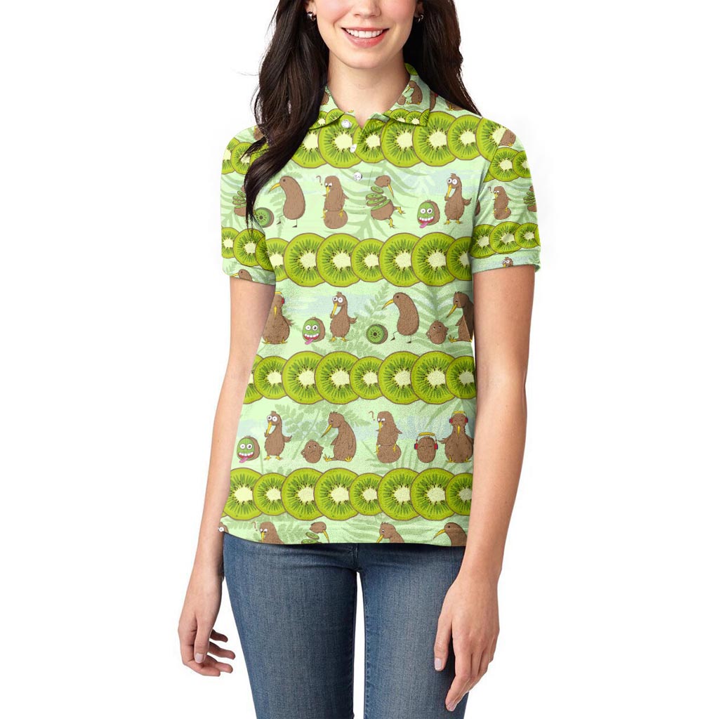 New Zealand Kiwi Fruit Witty Kiwi Bird Women Polo Shirt
