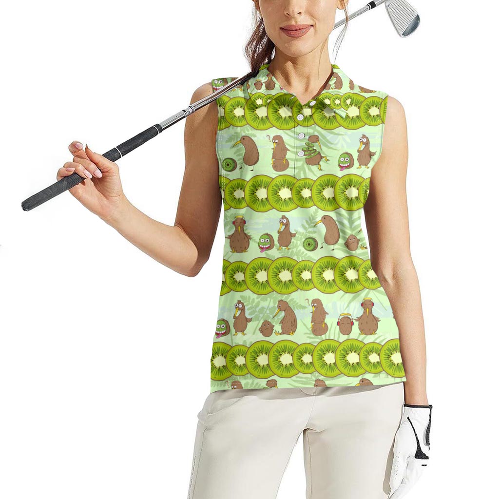 New Zealand Kiwi Fruit Witty Kiwi Bird Women Sleeveless Polo Shirt