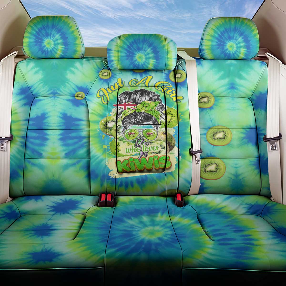 Just a Girl Who Loves Kiwis Back Car Seat Cover New Zealand Tie Dye