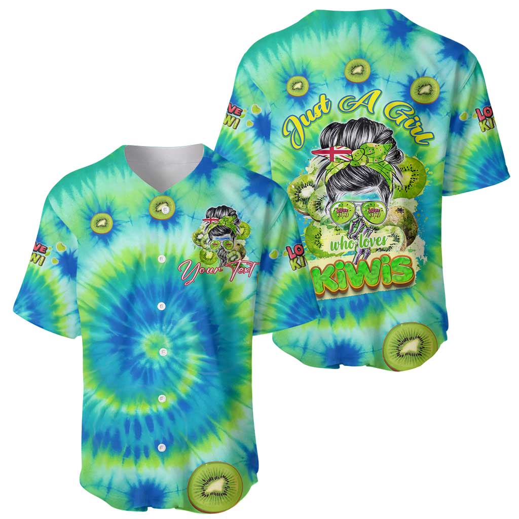 Just a Girl Who Loves Kiwis Baseball Jersey New Zealand Tie Dye