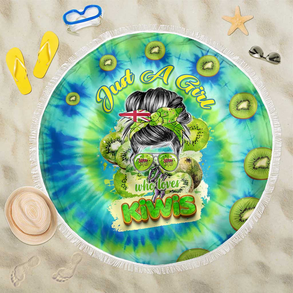 Just a Girl Who Loves Kiwis Beach Blanket New Zealand Tie Dye