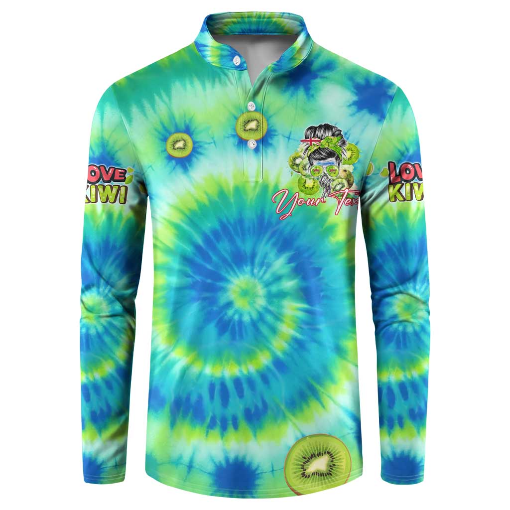 Just a Girl Who Loves Kiwis Button Sweatshirt New Zealand Tie Dye DT02 Green - Polynesian Pride
