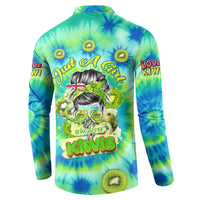Just a Girl Who Loves Kiwis Button Sweatshirt New Zealand Tie Dye DT02 - Polynesian Pride