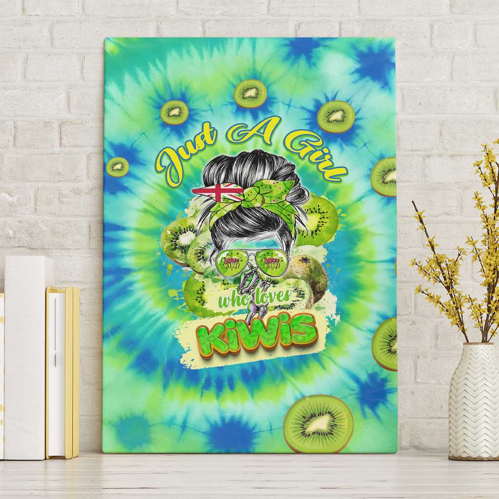 Just a Girl Who Loves Kiwis Canvas Wall Art New Zealand Tie Dye DT02 Without Frame Green - Polynesian Pride